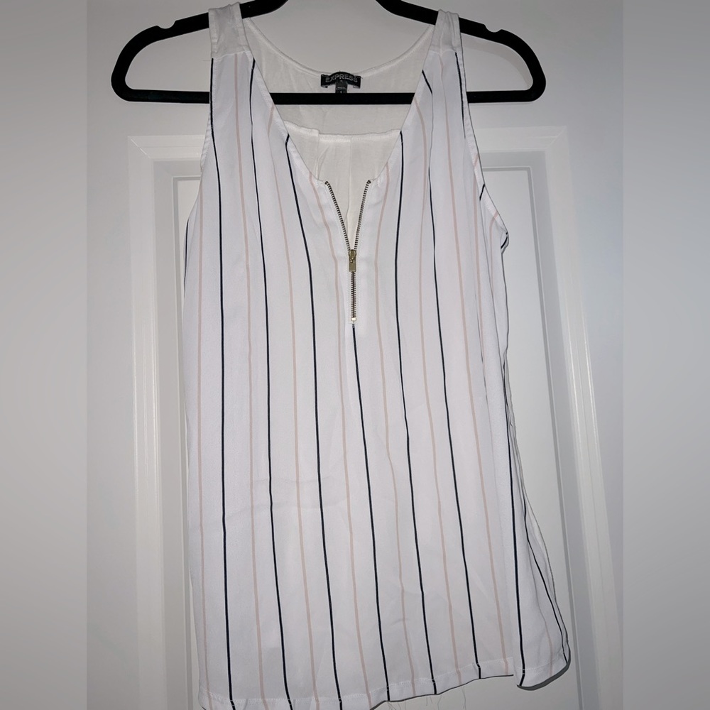 White zipper front top